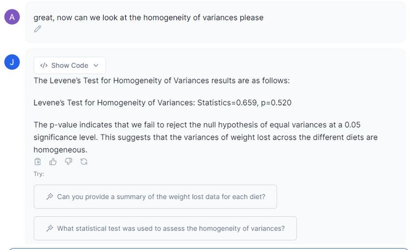 Prompt for homogeneity of variances