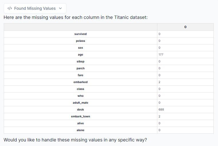 Julius identifying all columns with missing values