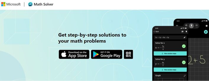 Microsoft Math Solver homepage - get the app