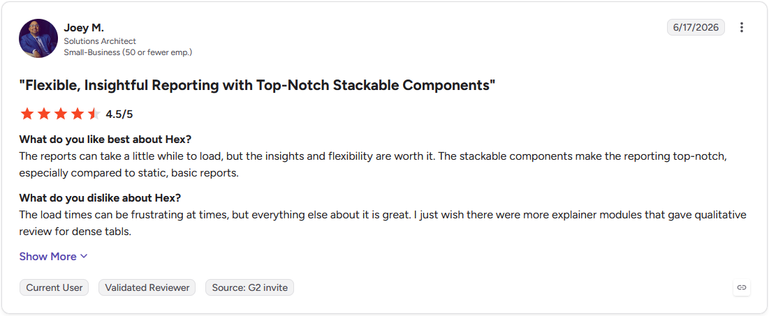 Review by Joey M. on G2