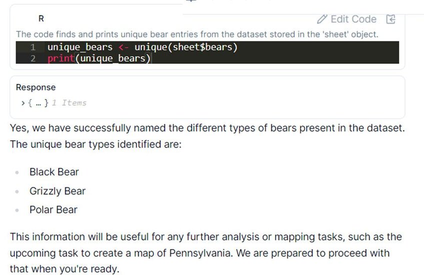 Julius extracting bear species name from google sheet 