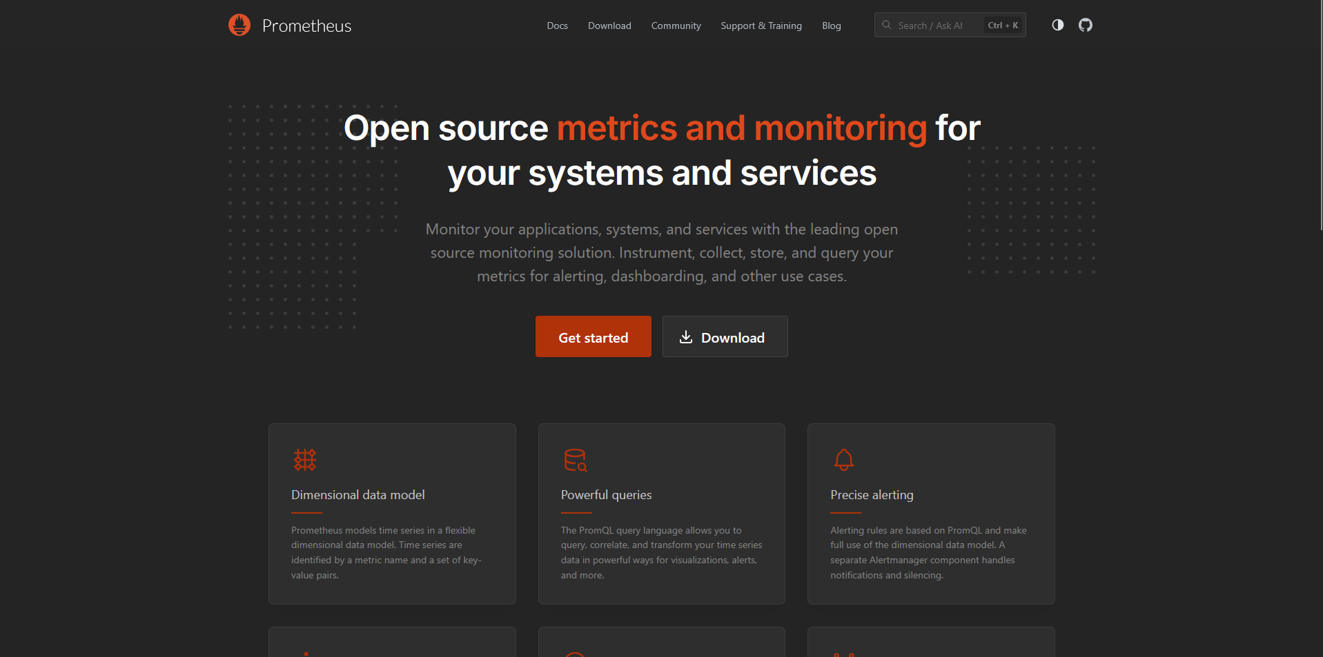 Prometheus homepage