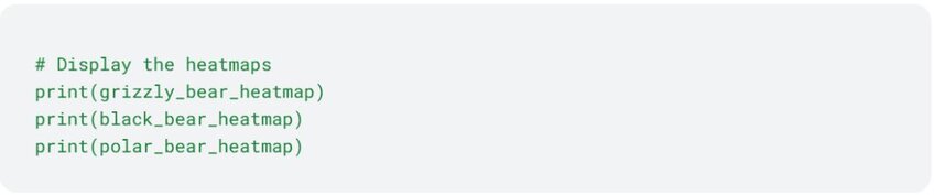 Python code creating a heatmap for each bear species 
