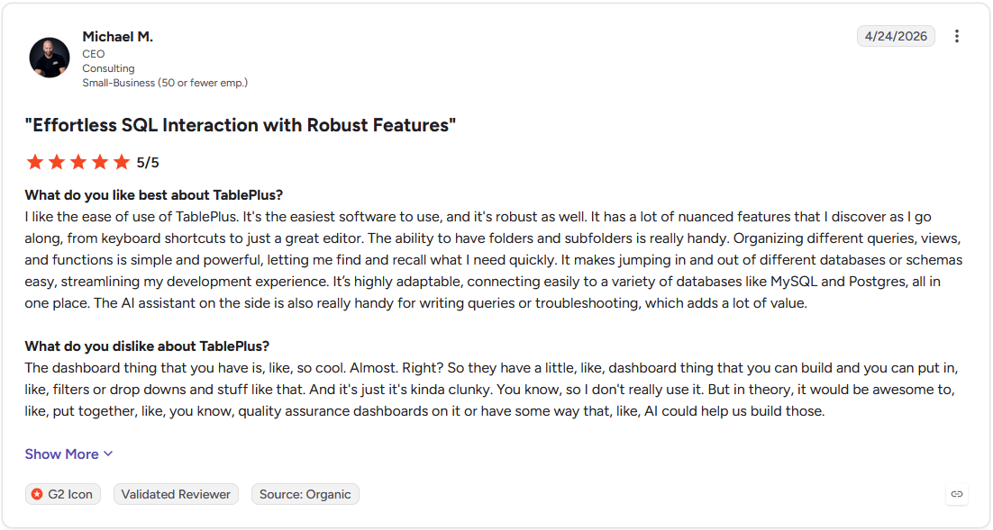 Review by Michael M. on G2