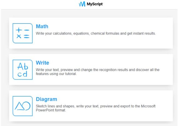 MyScript capabilities - math, write, diagram