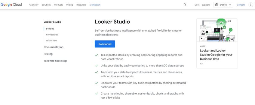 Google Cloud Looker Studio front page