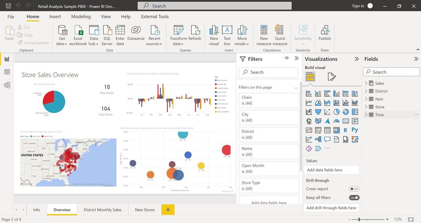 Interface of Microsoft's Power BI tool