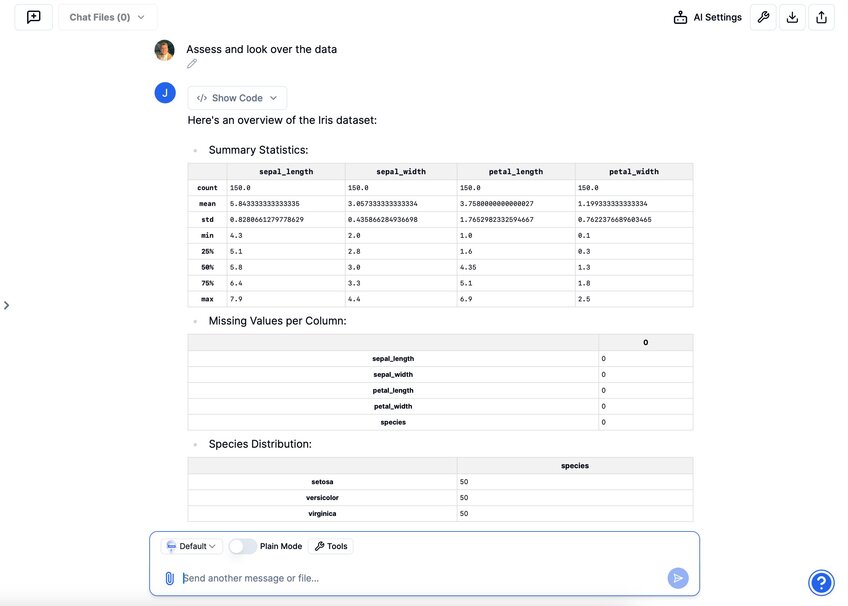 AI tool performing an initial assessment of the data