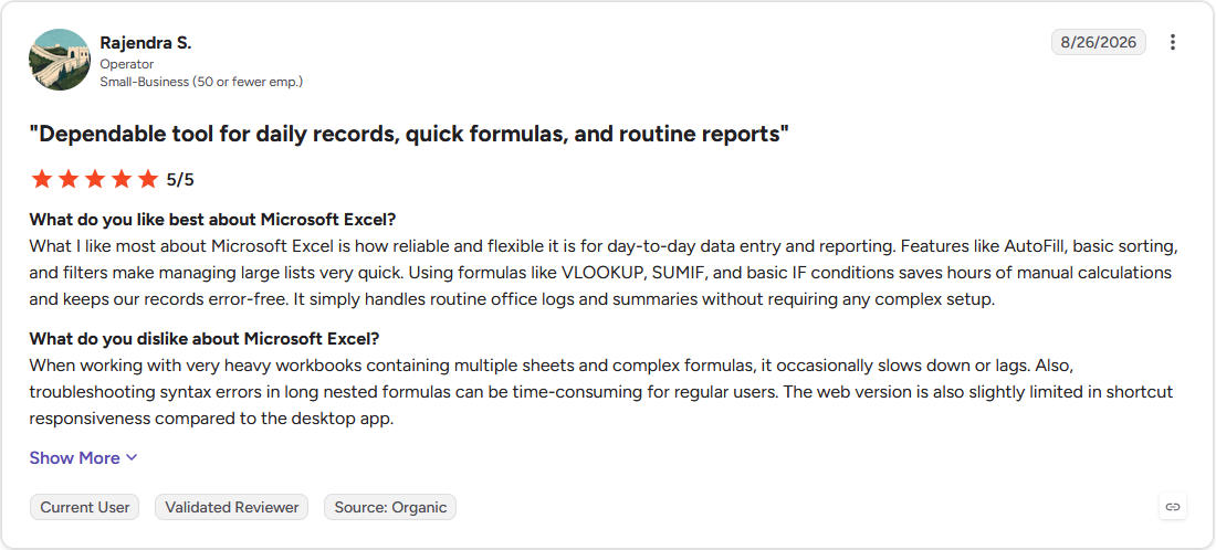 Review by Rajendra S. on G2