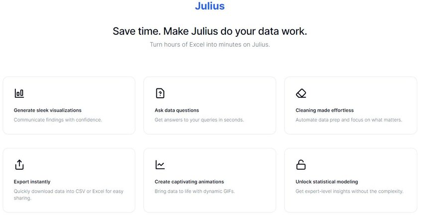 Julius AI capabilities homepage