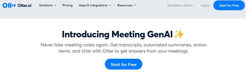 Otter.Ai homepage