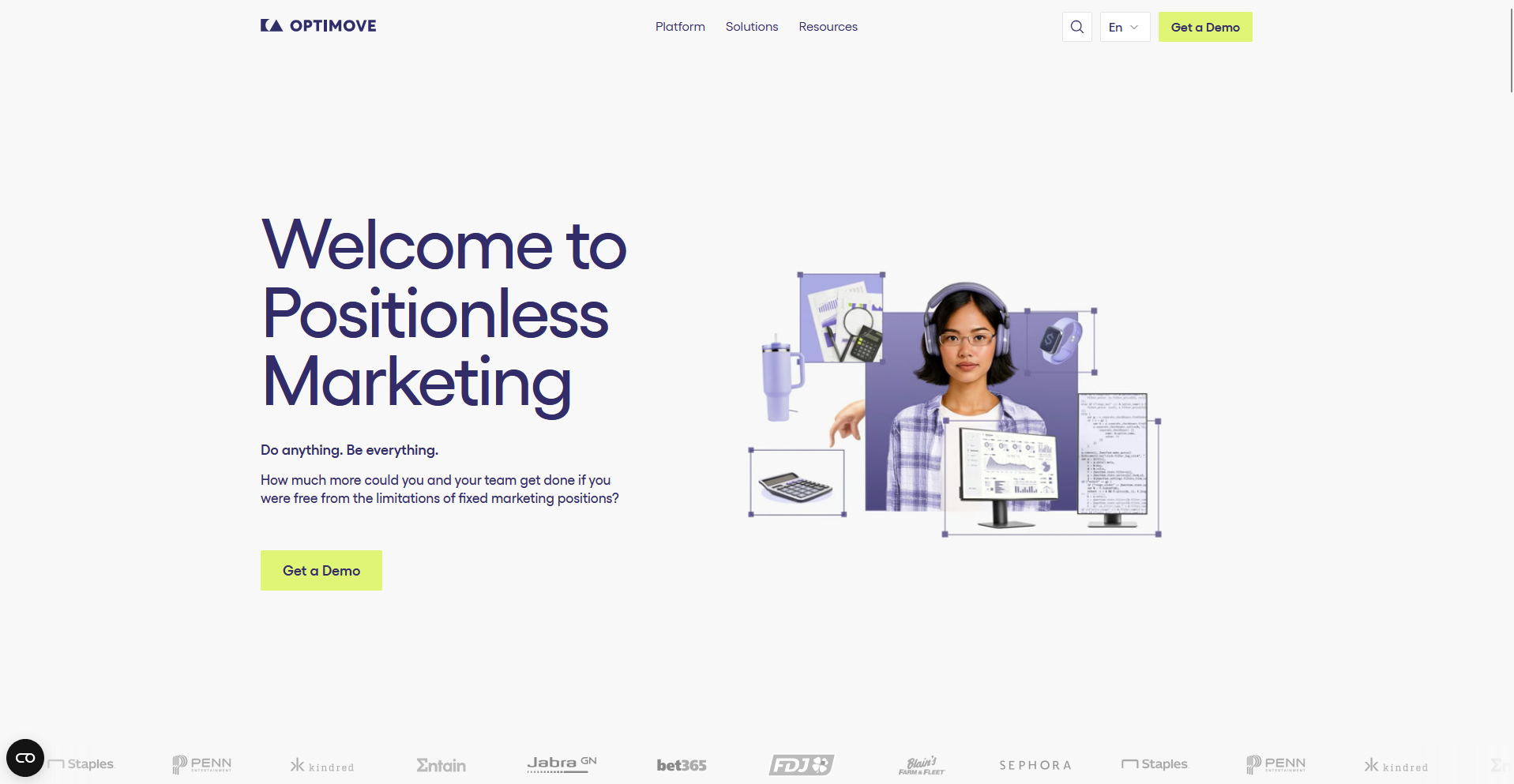 Optimove homepage