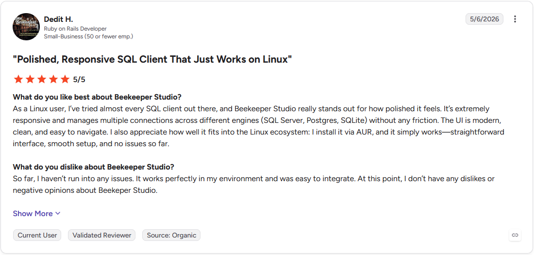 Review by Dedit H. on G2