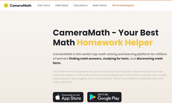 CameraMath homepage - get the app