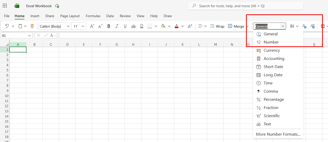 Excel for the web screenshot