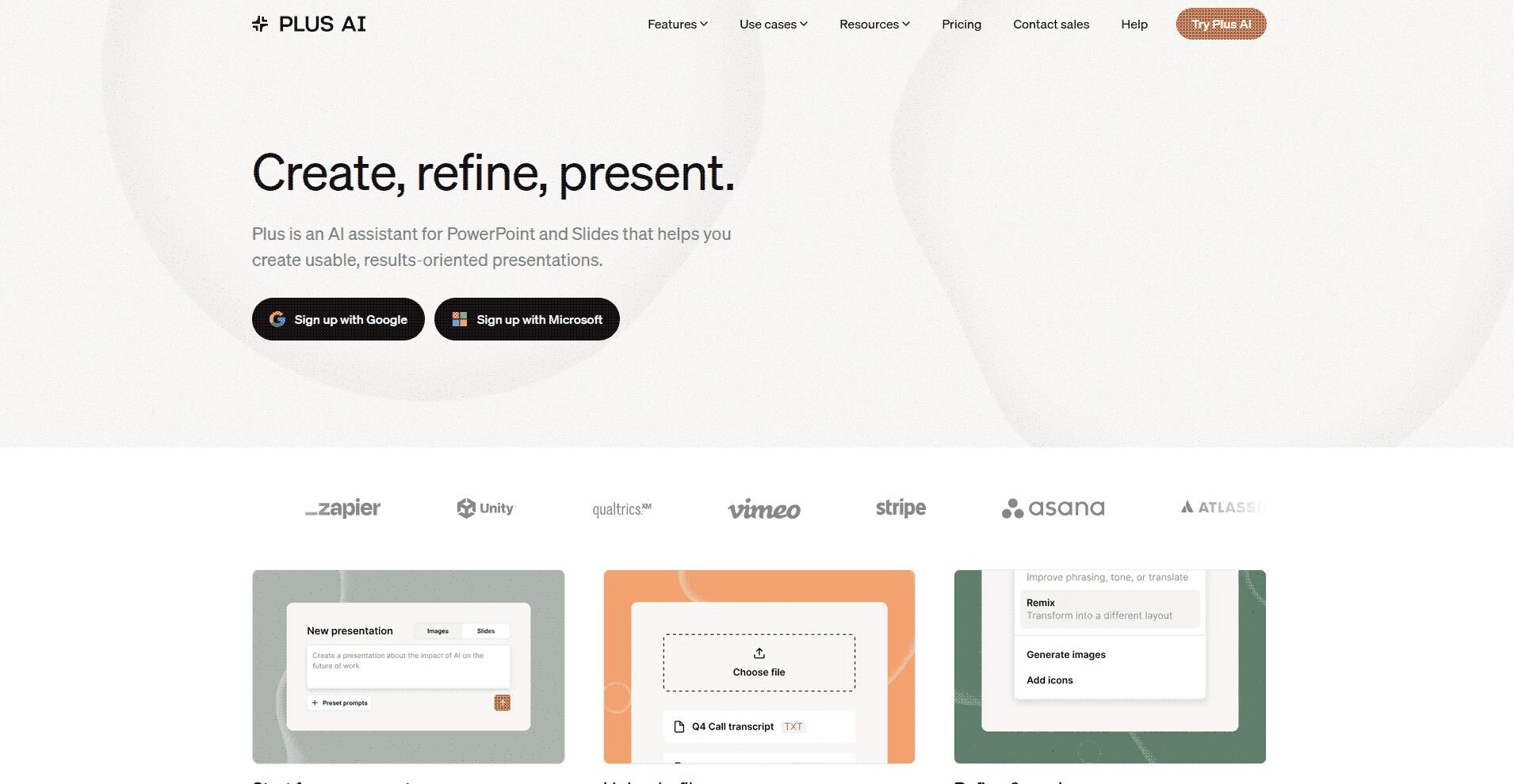 Plus AI Homepage