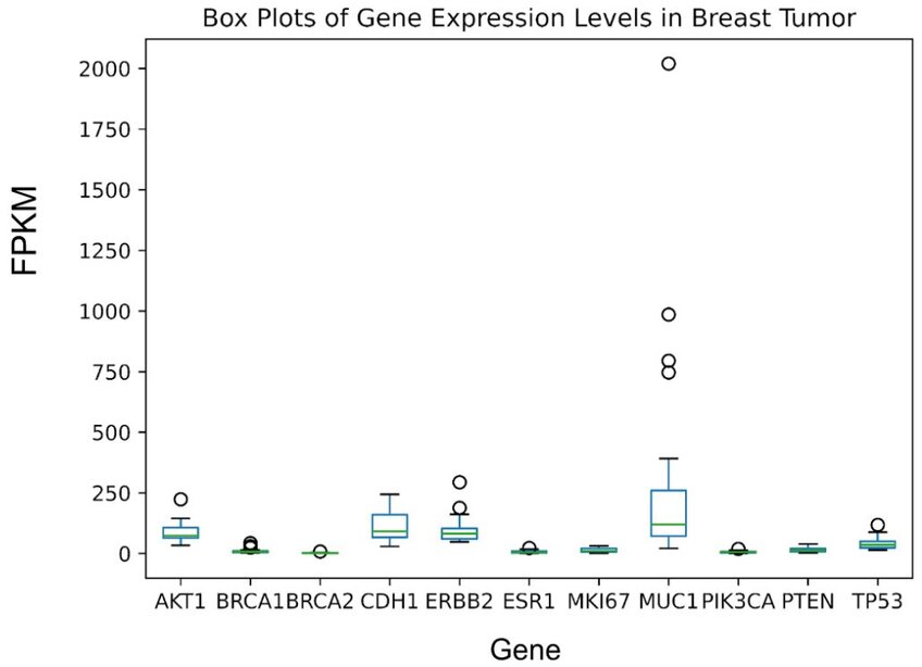 Box Plots of Gene Expression Level in Breast Tumor