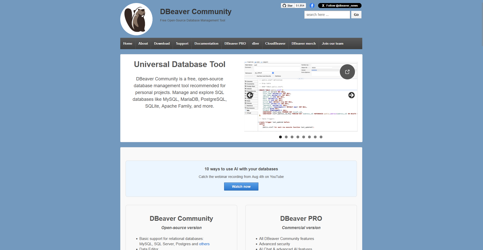 DBeaver homepage