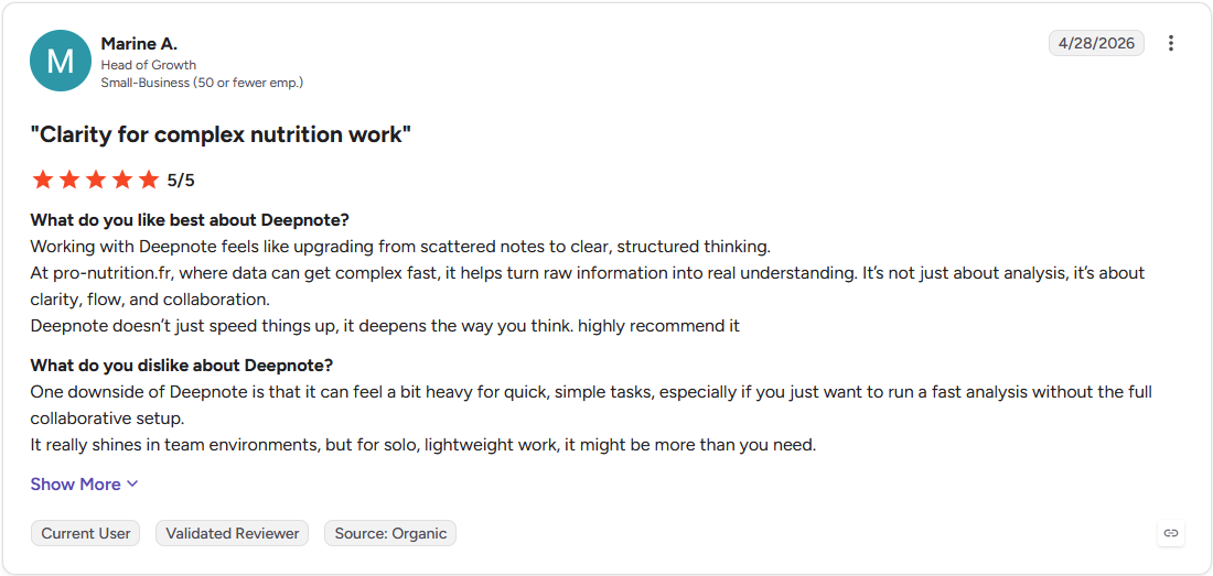 Review by Marine A. on G2