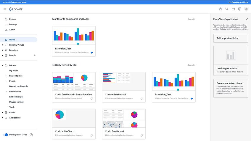 Interface of Google's Looker data analytics tool