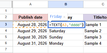 Publish day example