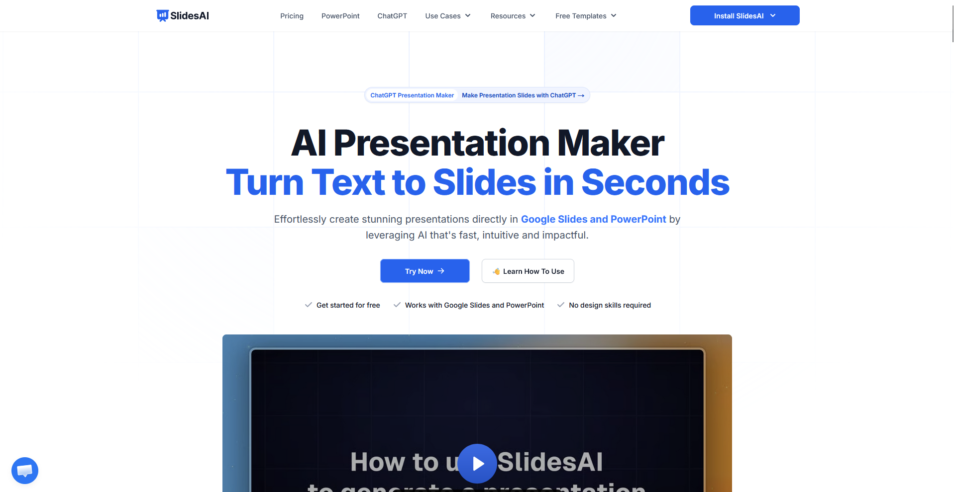 SlidesAI homepage