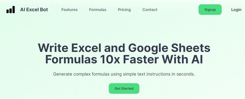 AI Excel Bot Write Excel and Google Sheets Formulas faster with AI front page