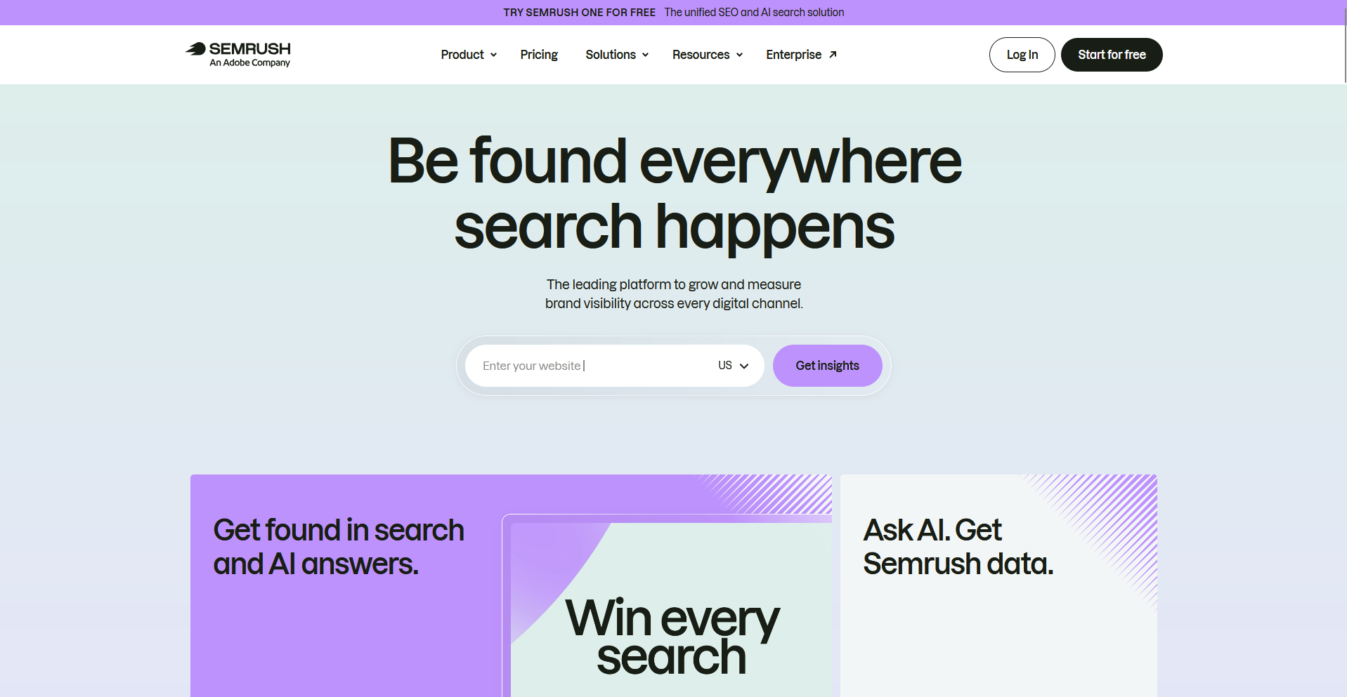 Semrush homepage
