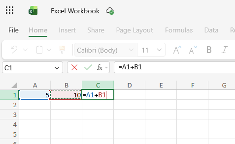 A screenshot of a simple formula in Excel