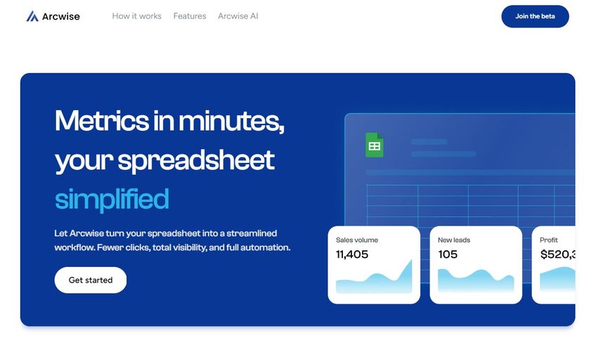 Arcwise AI spreadsheet simplified front page