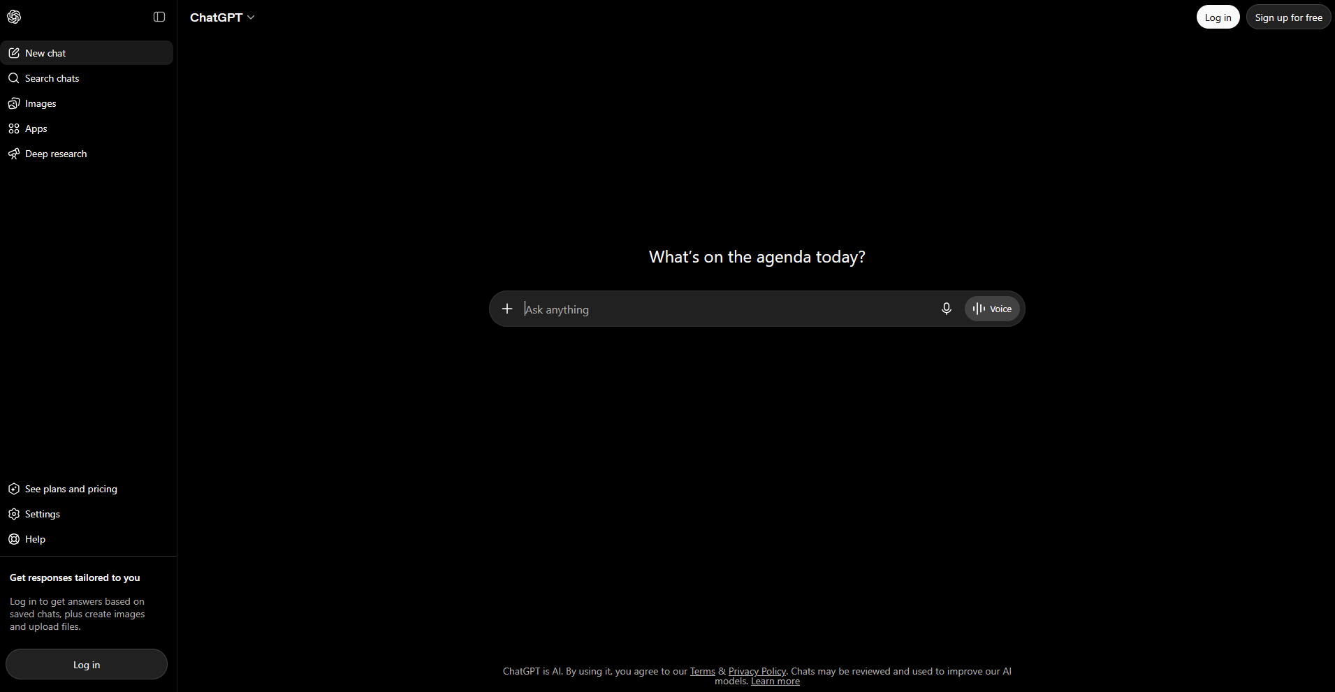 ChatGPT homepage