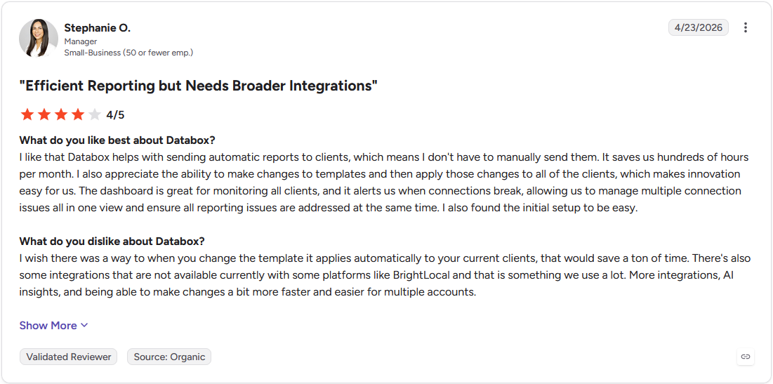 Review by Stephanie O. on G2