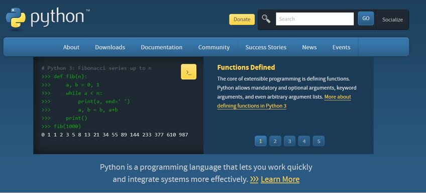 Python front page