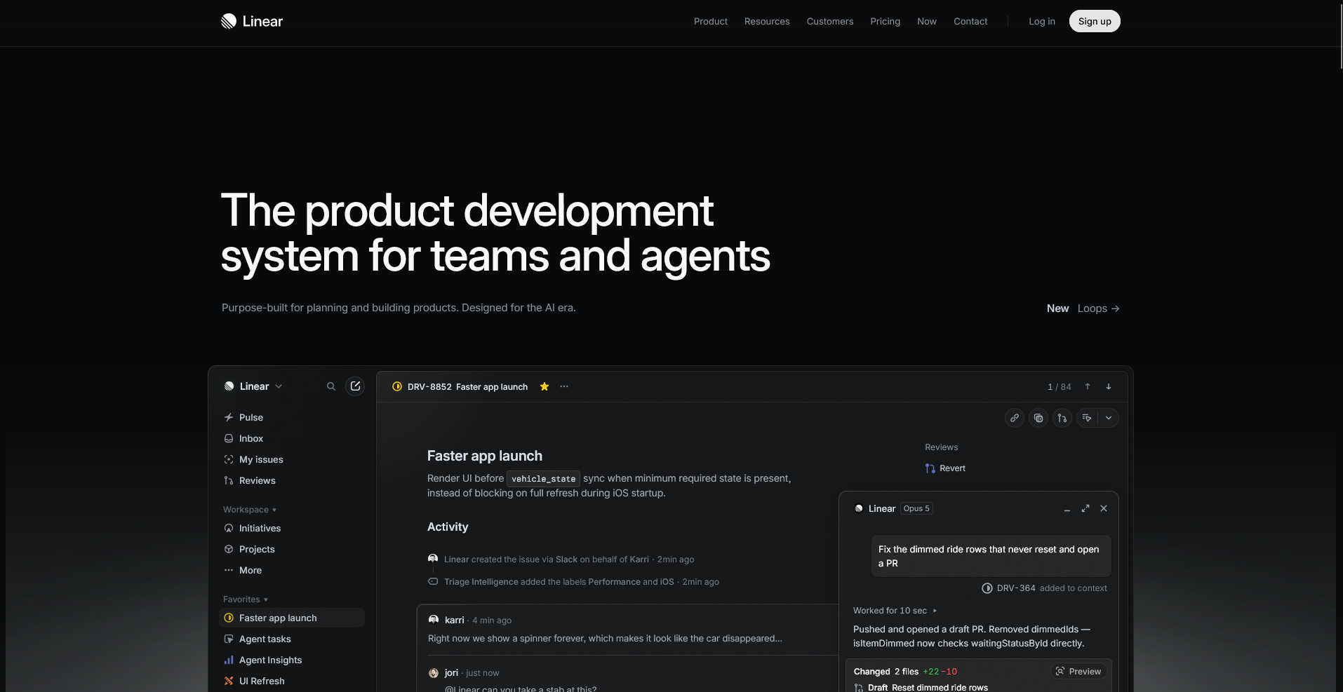 Linear homepage