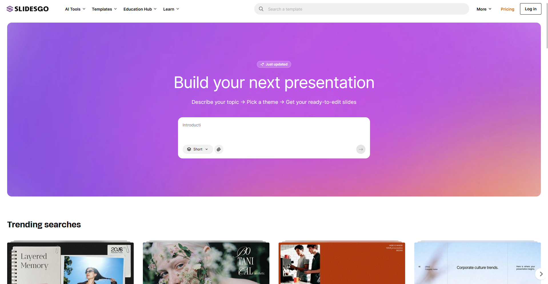 Slidesgo homepage