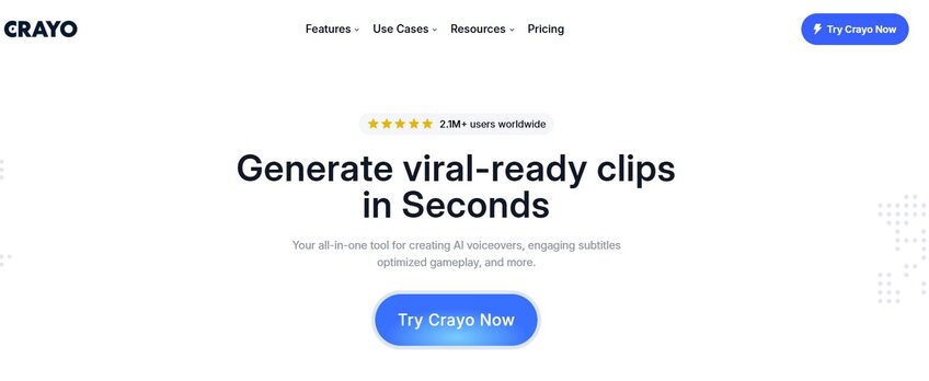 Crayo is an AI marketing tool based on short-form video content like TikTok videos. You can use it to create content with viral potential in no time, generate AI voiceovers, add subtitles, and use different special effects like split-screen.