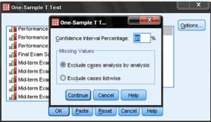 One-Sample T-Test in SPSS Variable Percentage