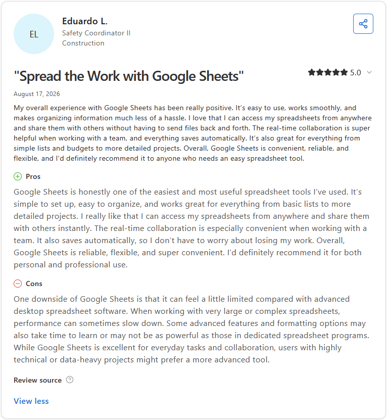 Review by Eduardo L. on Capterra