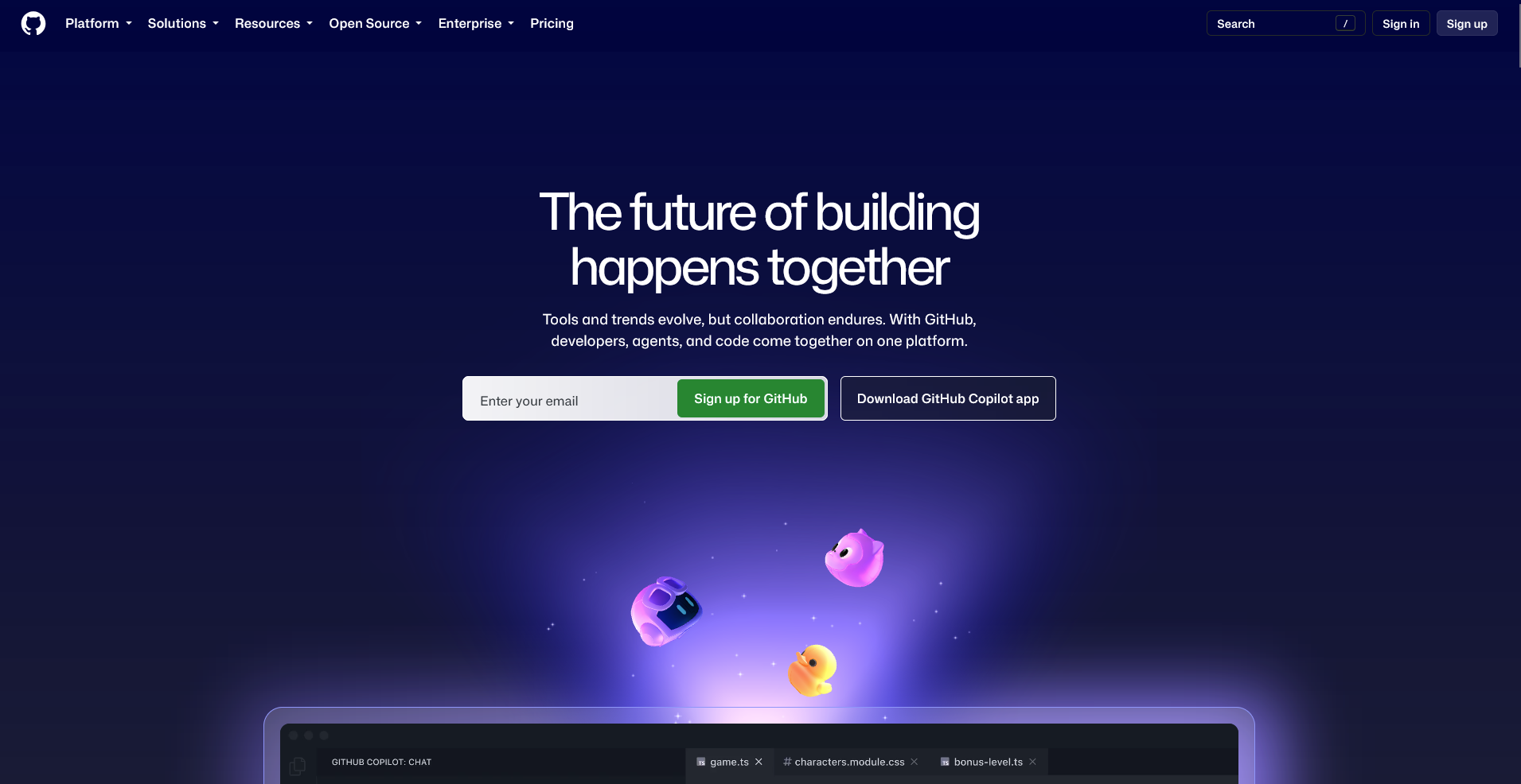 GitHub homepage
