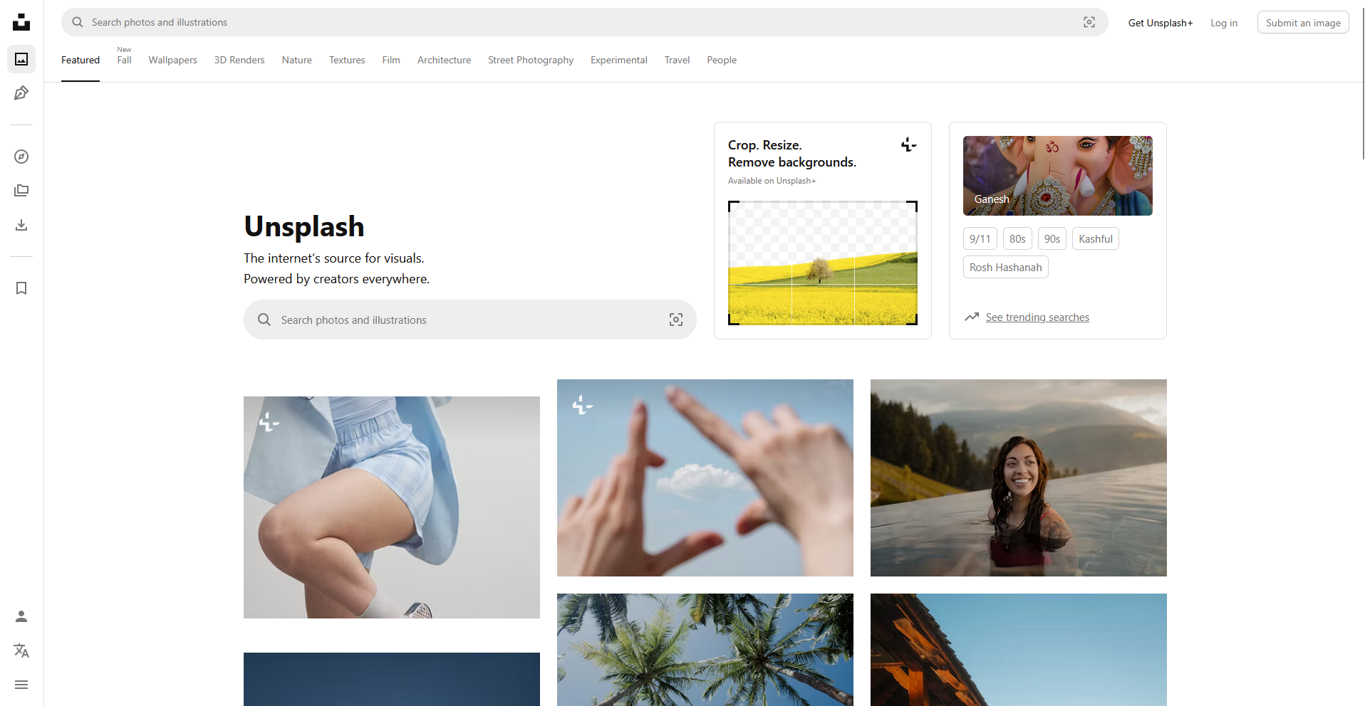 Unsplash homepage