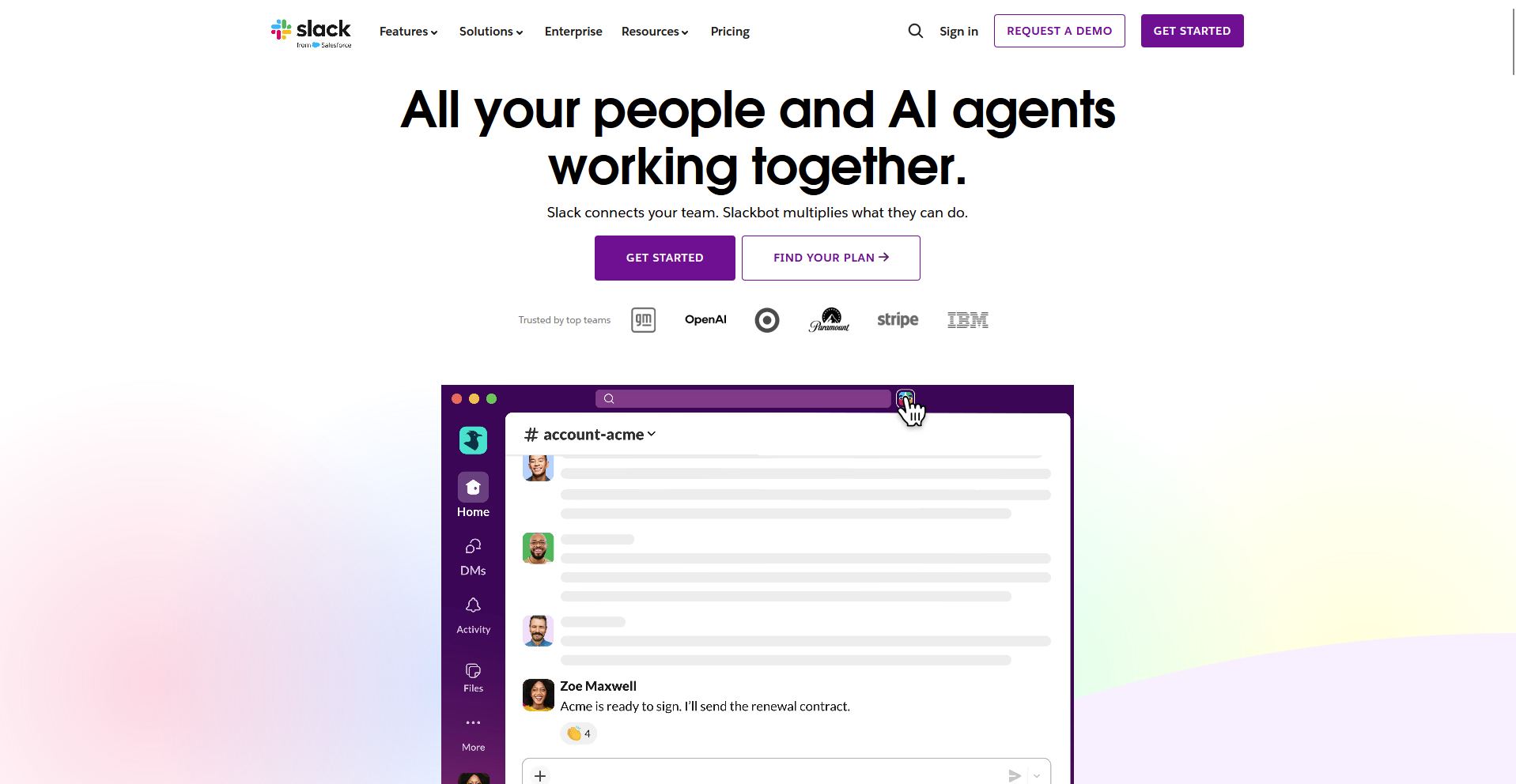 Slack homepage