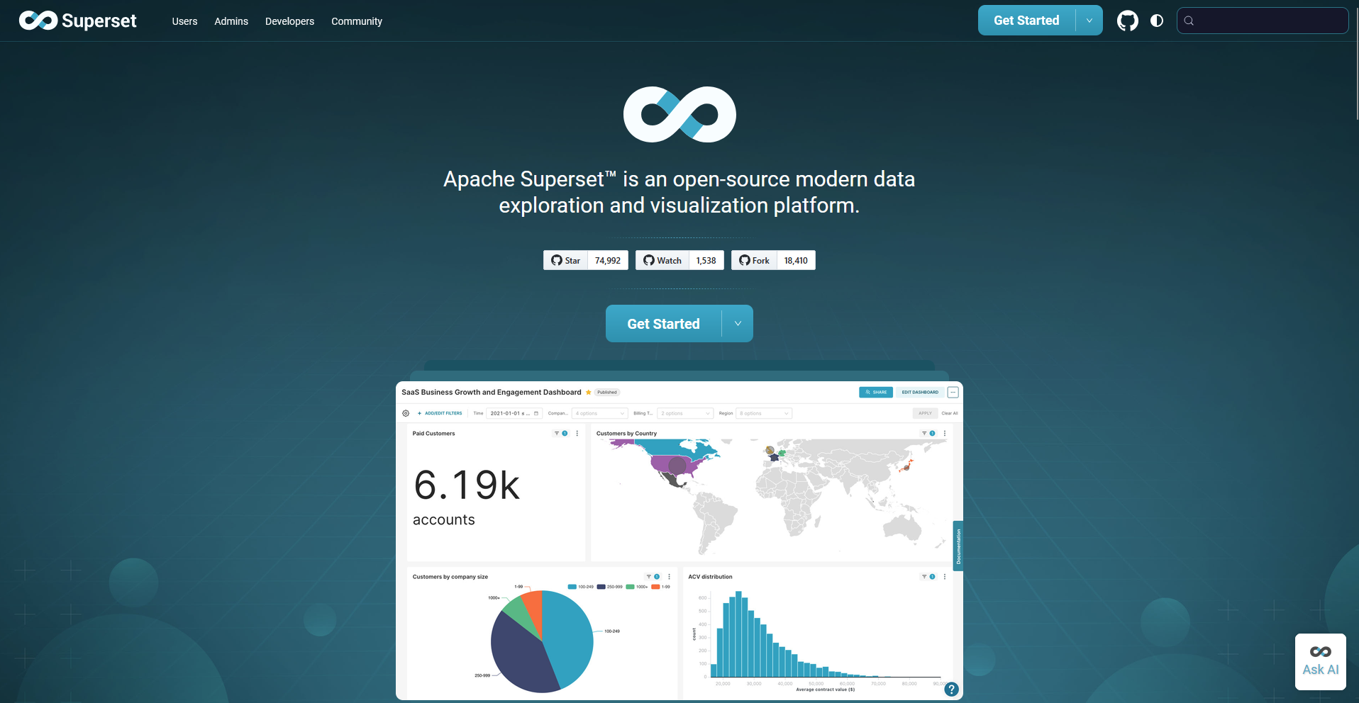 Apache Superset homepage