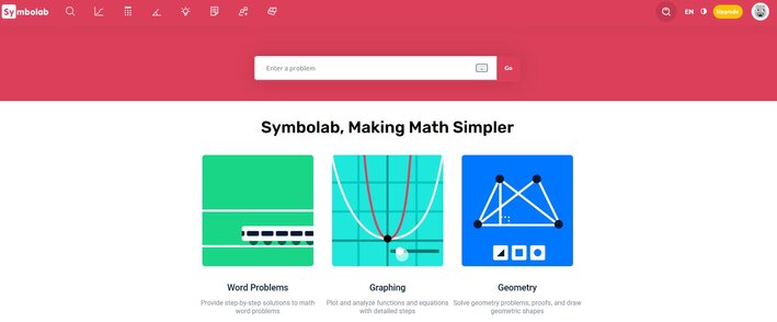 Symbolab homepage - choose topic