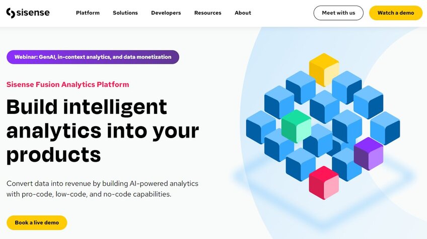 Sisense build intelligent analytics front page