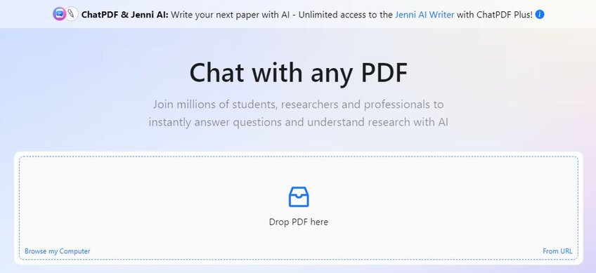 ChatPDF Chat with any PDF Front Page