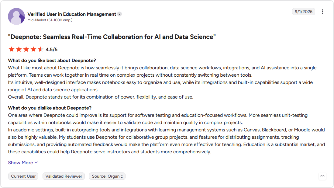 Review by Verified User in Education Management on G2
