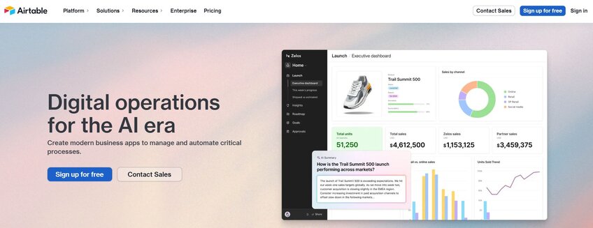 Airtable integrates AI in a manner that prevents it from getting in the way of your spreadsheets. Think automatic embedding to streamline workflows and insight extraction, and you get the gist. 