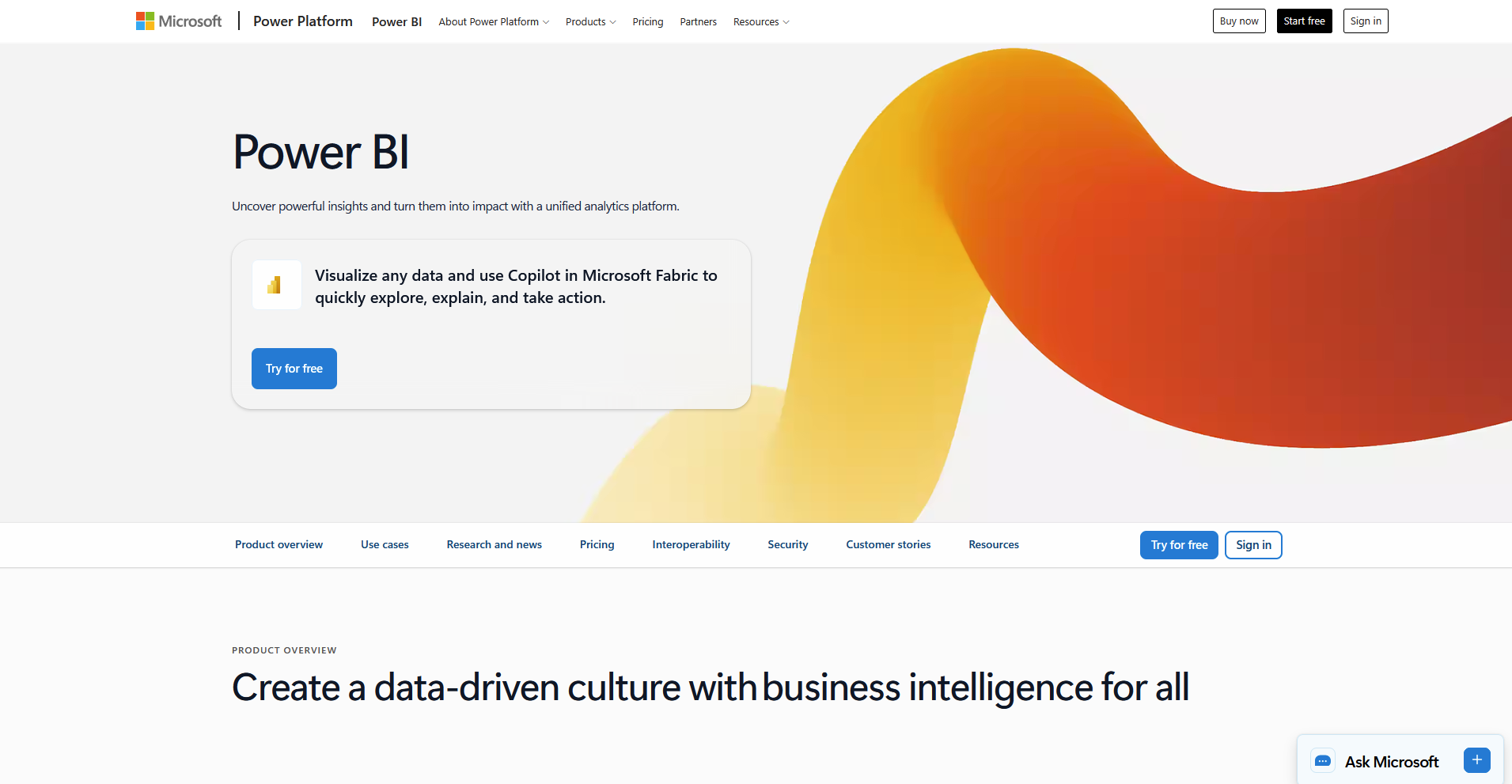 Power BI homepage