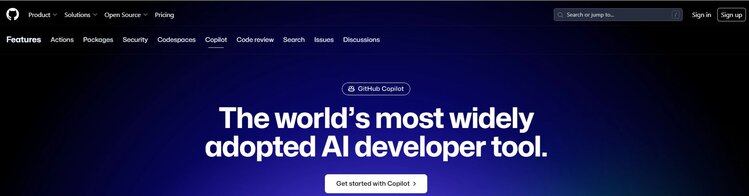 GitHub Copilot AI homepage