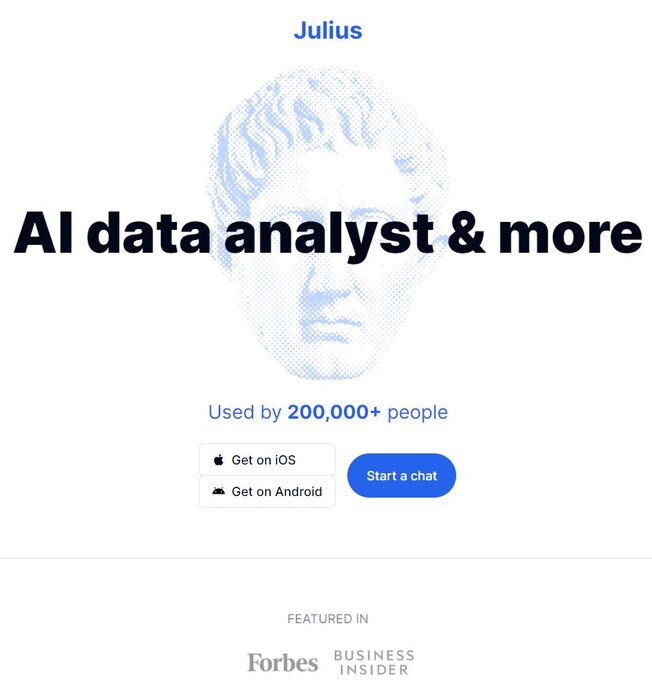 Julius AI Data Analyst and More Front Page